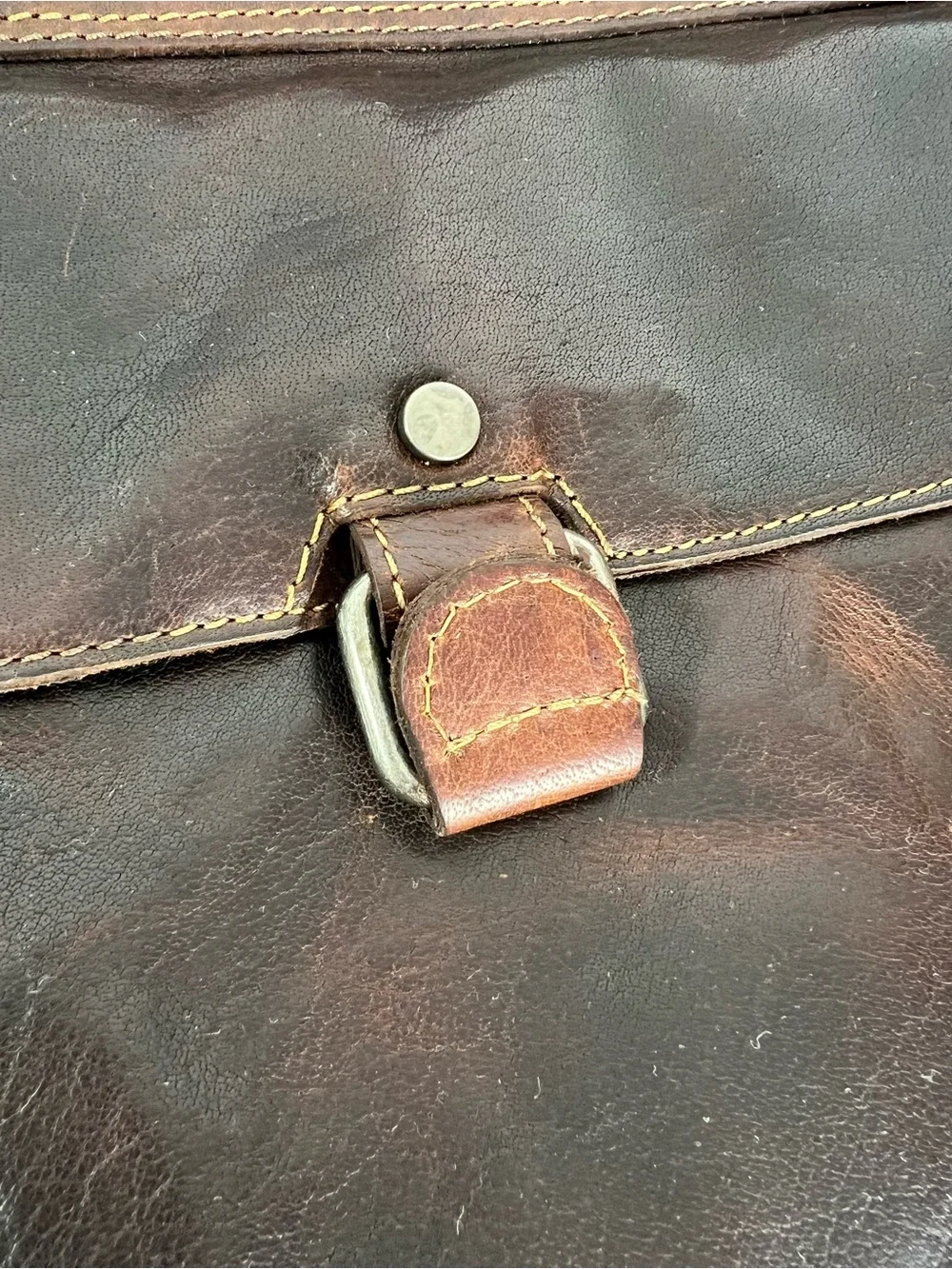 Jack Georges Vintage Brown Heavy Leather Shoulder Bag Satchel